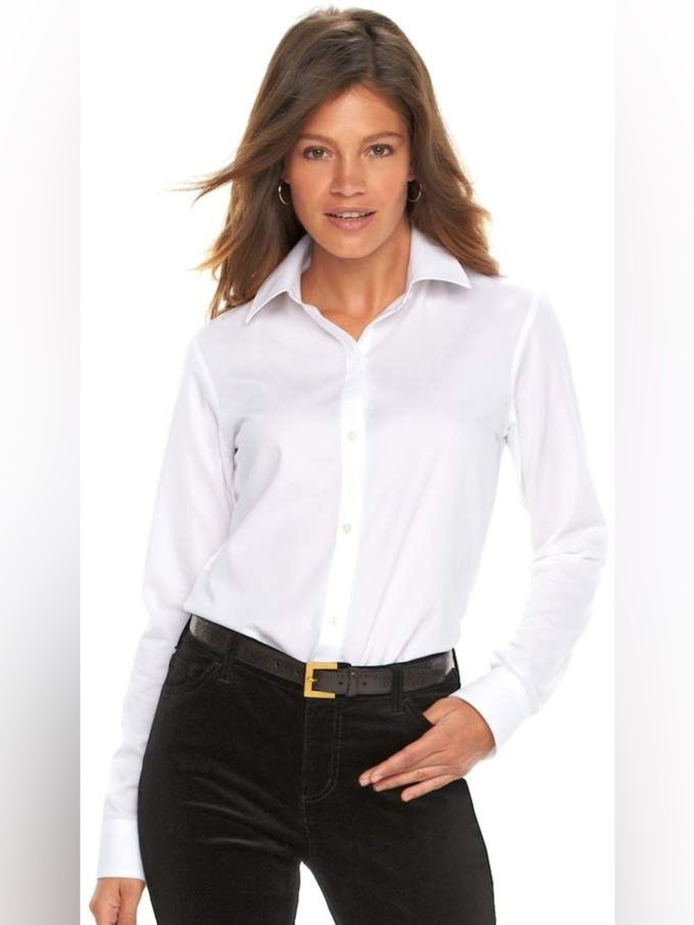 Chaps Long Sleeve Non-Iron Shirt Classic White Button-Down Shirt New XS